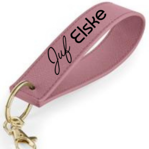 Sleutelhanger juf roze